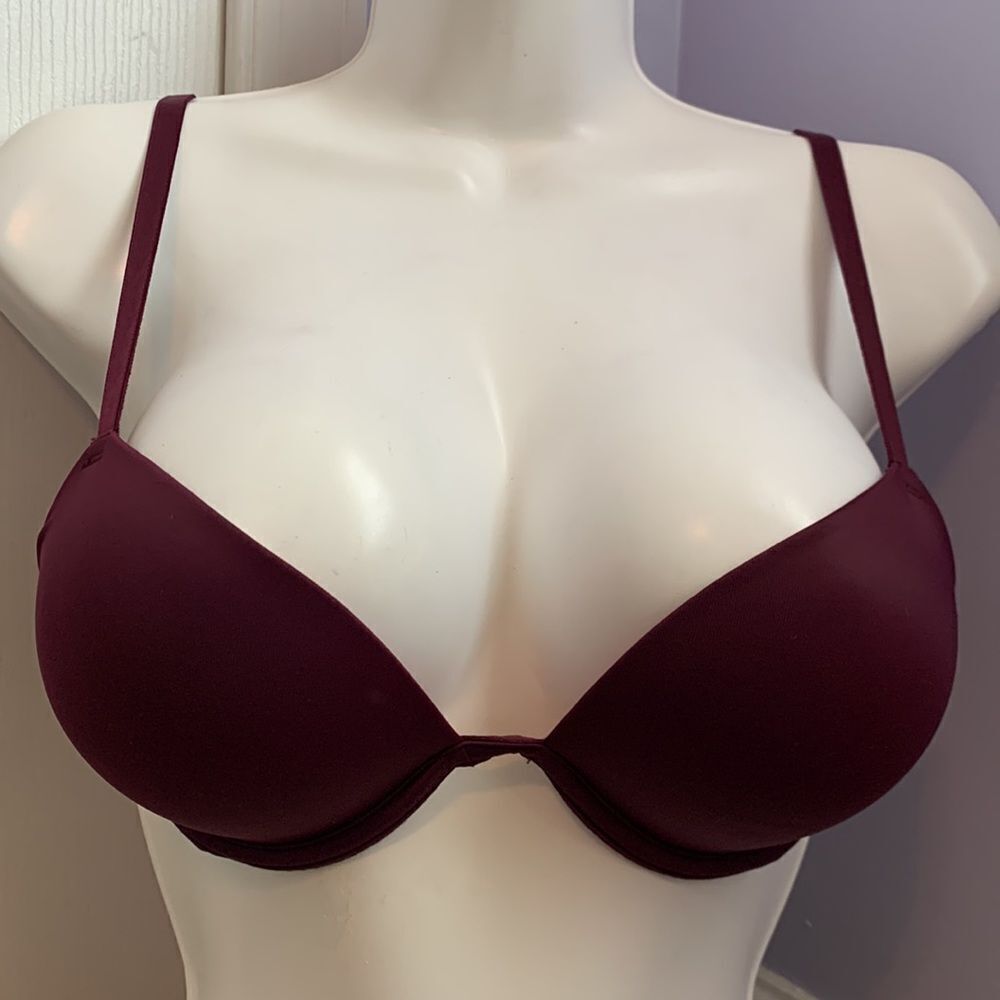 Victoria’s Secret PINK Wear Everywhere Super Push-Up Bra 34B Burgundy - Picture 2 of 12